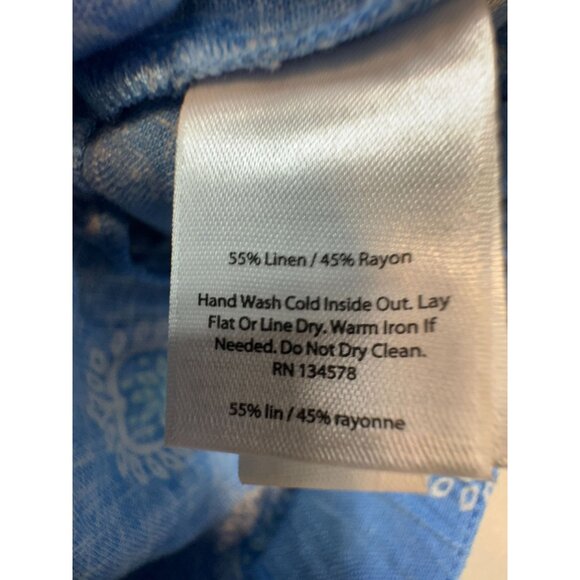 Vineyard Vines Women's Linen Shorts Drawstring Relaxed Fit Paisley Size M Blue - Picture 3 of 11